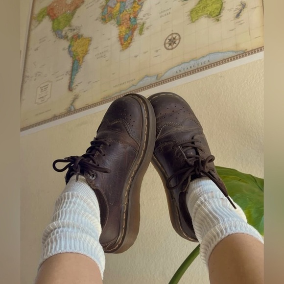 RARE VINTAGE Dr. Martens 11664 Brown Leather Brogue Oxfords men’s size 7 Y2K - Picture 3 of 16